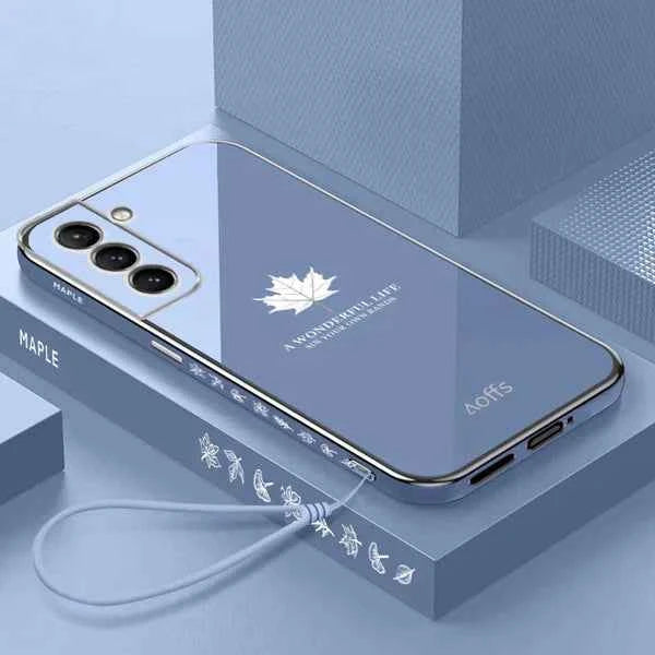 Galaxy S Series-Electroplating Leaf Case with Lanyard