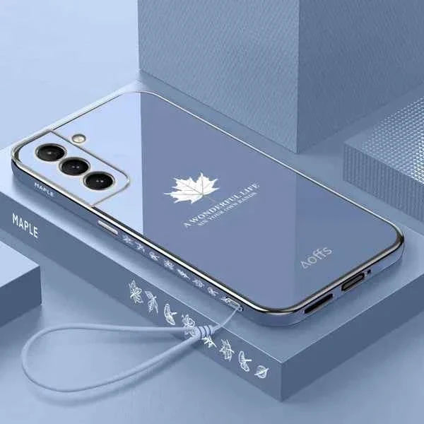 Galaxy S Series-Electroplating Leaf Case with Lanyard