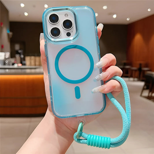 iPhone Series - Aqua Shiny Case with Lanyard