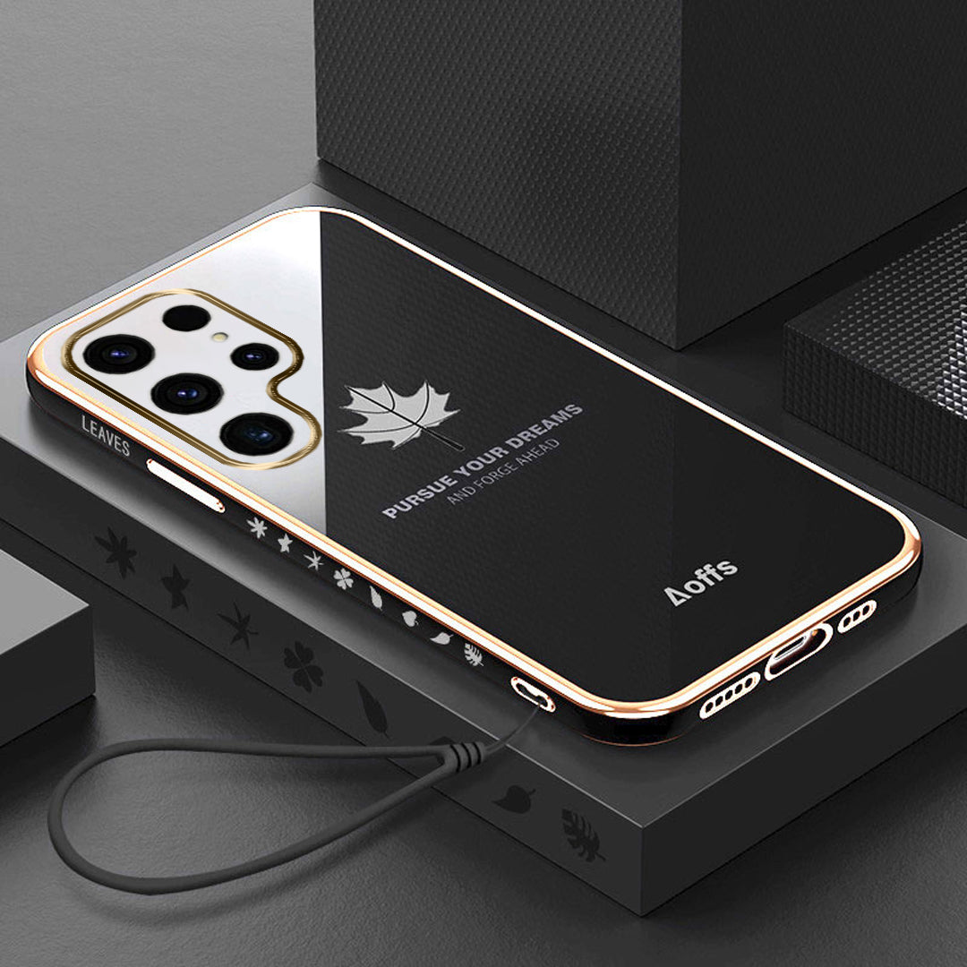 S23 Series - Electroplating Leaf Case With Lanyard