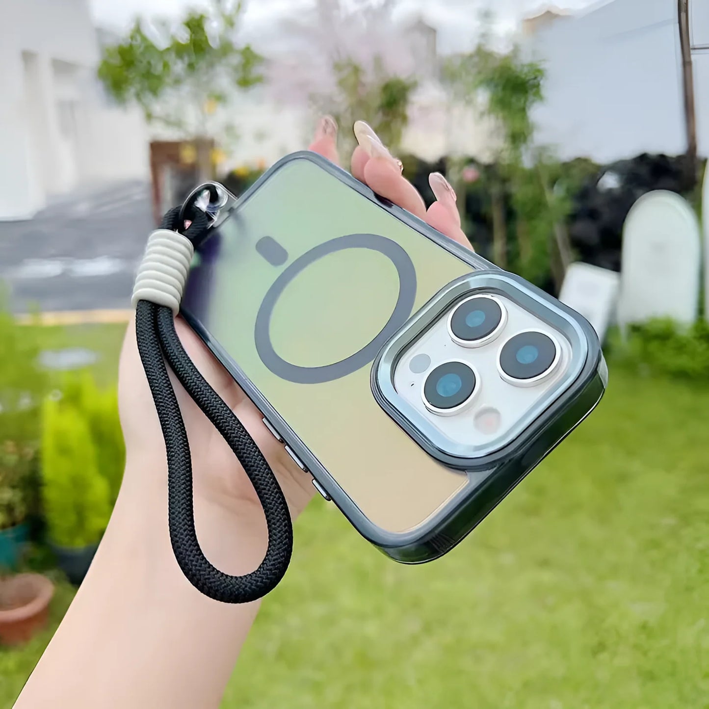 iPhone Series - Aqua Shiny Case with Lanyard
