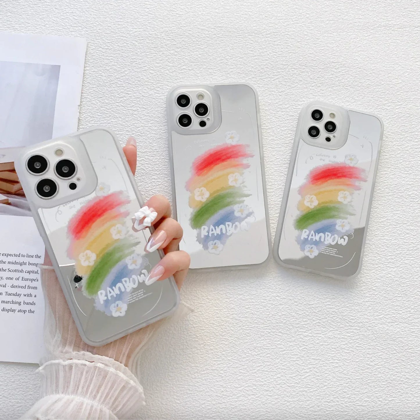 Reflective Mirror Rainbow Pattern Phone Case an Product By GoGirlish