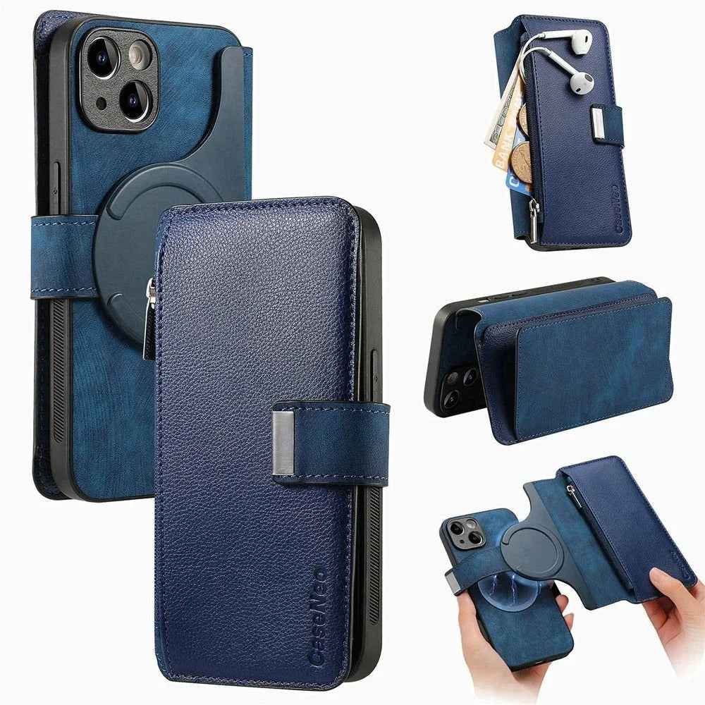 iPhone Series - Detachable Card Solt Wallet Leather Case