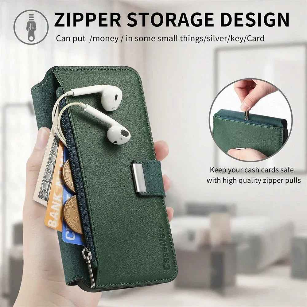 iPhone Series - Detachable Card Solt Wallet Leather Case