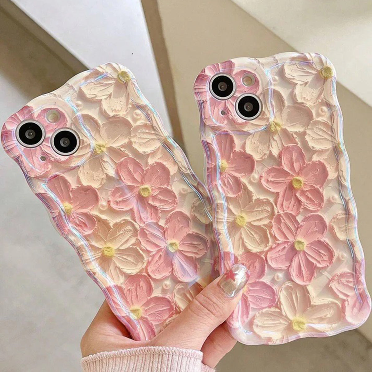 Floral Wavy Shape Case - iPhone
