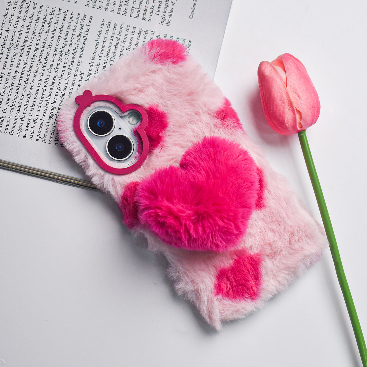 Soft Heart Plush Case - iPhone