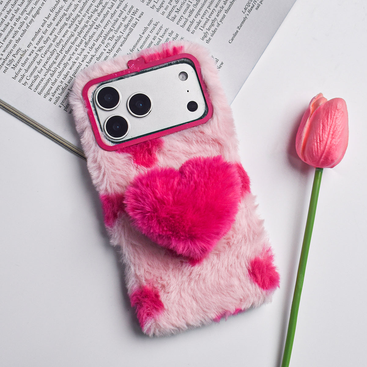 Soft Heart Plush Case - iPhone