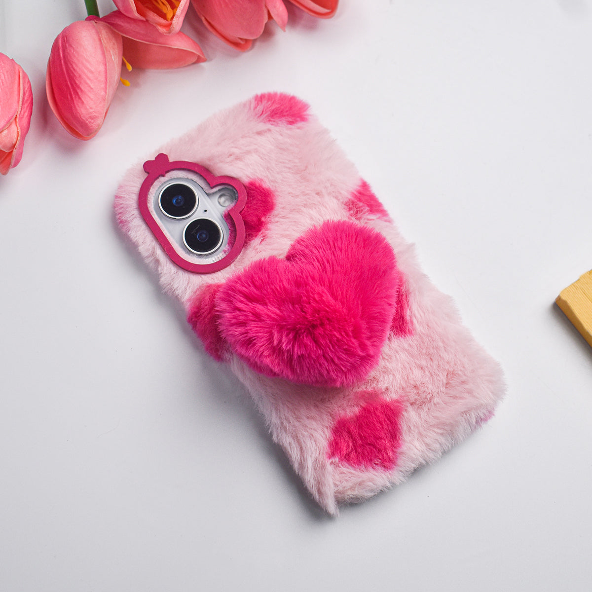 Soft Heart Plush Case - iPhone