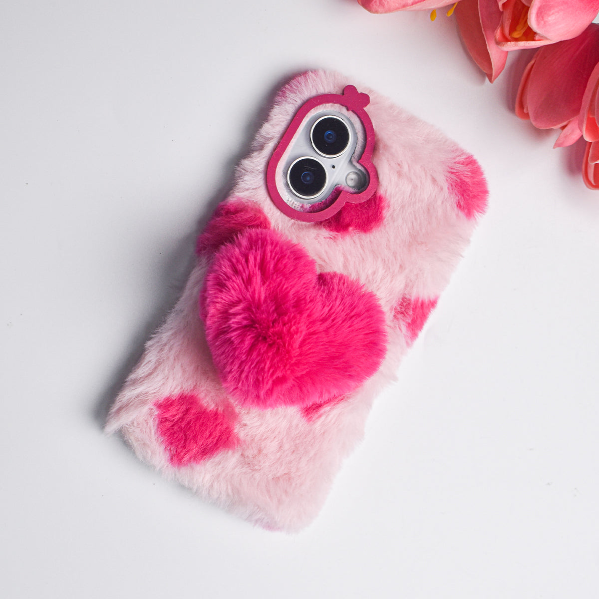 Soft Heart Plush Case - iPhone