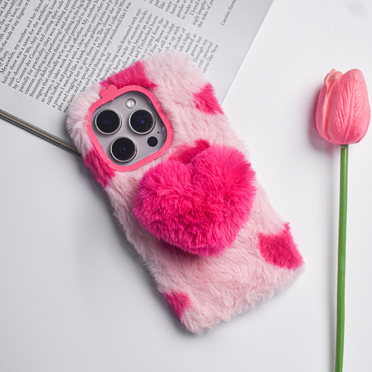 Soft Heart Plush Case - iPhone