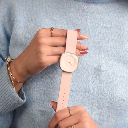 SquareFlex Silicone Strap Watch - Pink