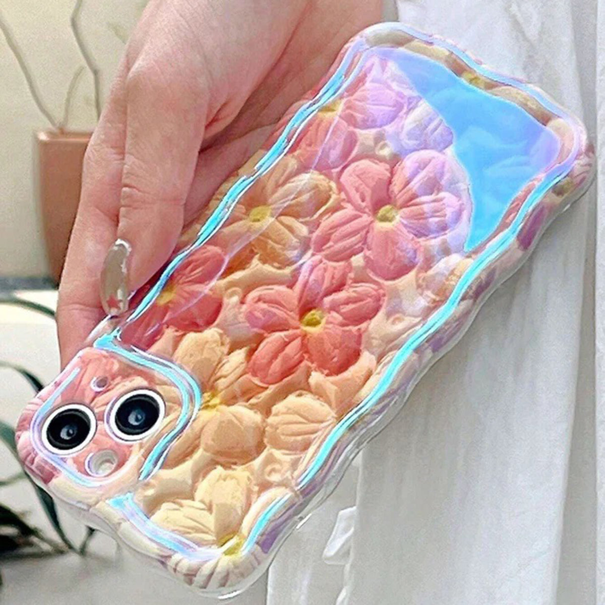 Floral Wavy Shape Case - iPhone