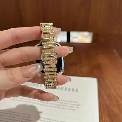 Diamond Glow Metallic Strap - Gold