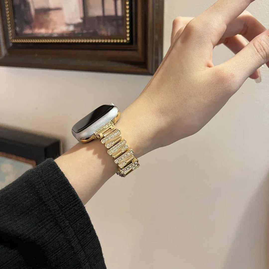 Diamond Glow Metallic Strap - Gold