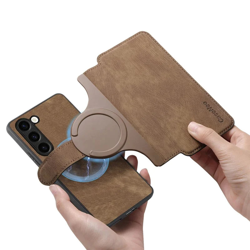 Galaxy S Series - Detachable Card Solt Wallet Leather Case