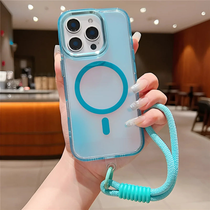Aqua Shiny Case with Lanyard