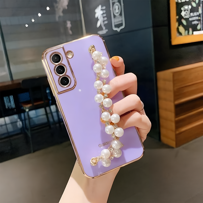 Wrist Strap Pearl Chain Phone Case