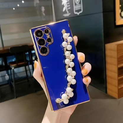 Wrist Strap Pearl Chain Phone Case