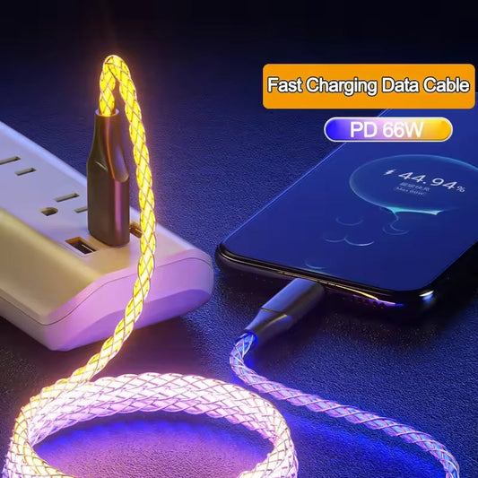 AuraCharge 66W RGB Color Change Type-C Cable