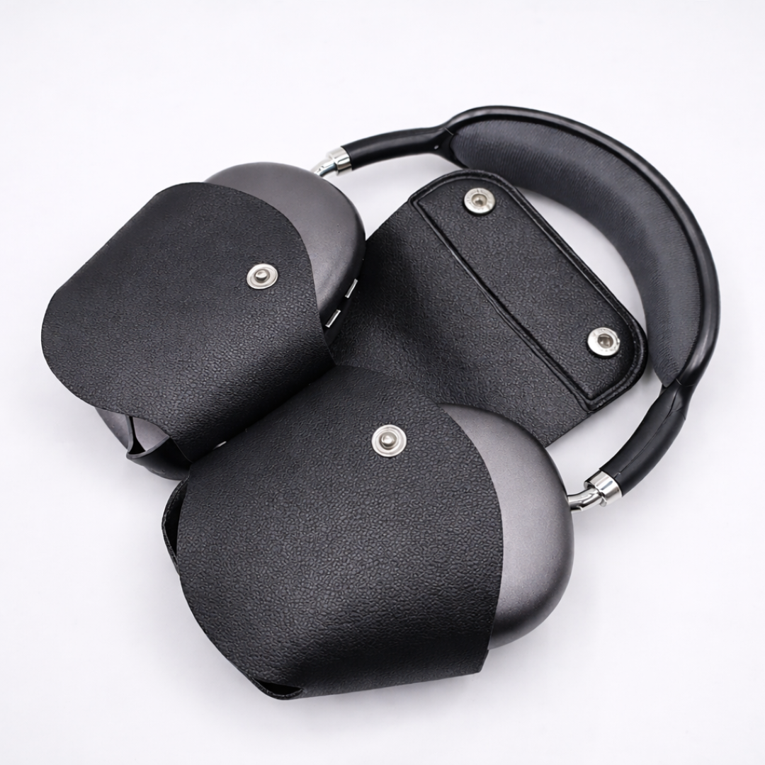 Black over-ear headphones on a white background