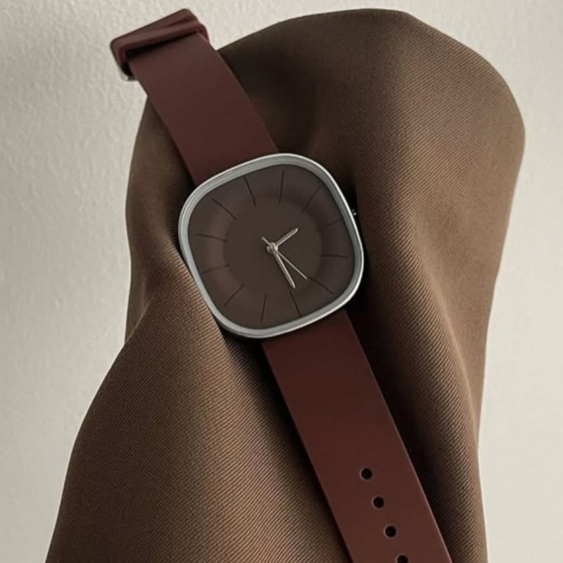 SquareFlex Silicone Strap Watch - Brown