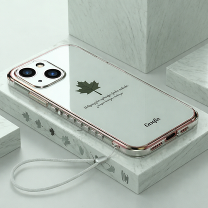 iPhone 14 Series - Electroplating Leaf Case With Lanyard