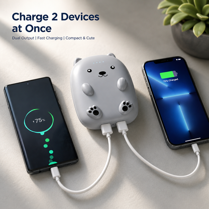 Bear Cartoon Built In Cable Power Bank 10,000 mAh