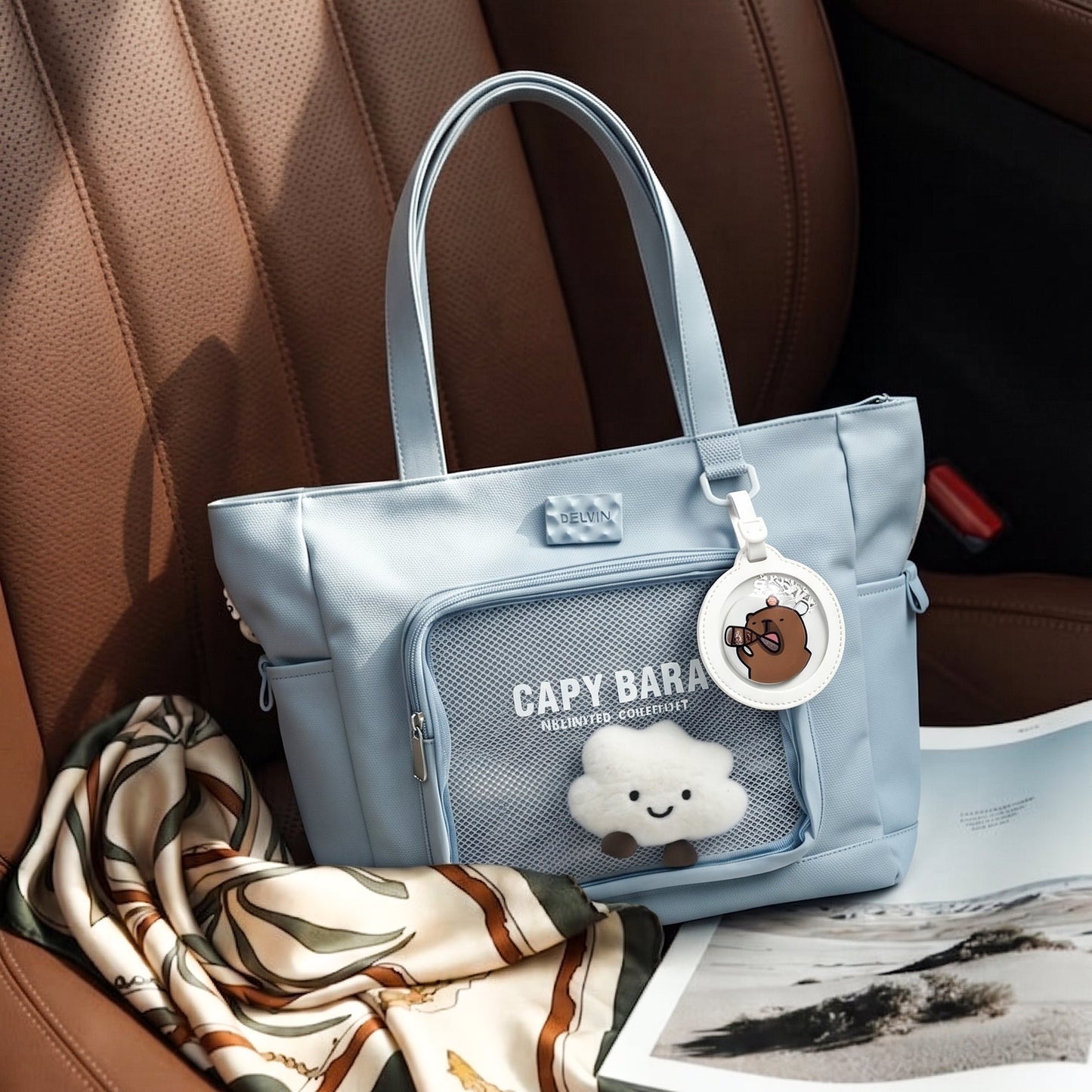 Misty Blue Kawaii Multipurpose Bag