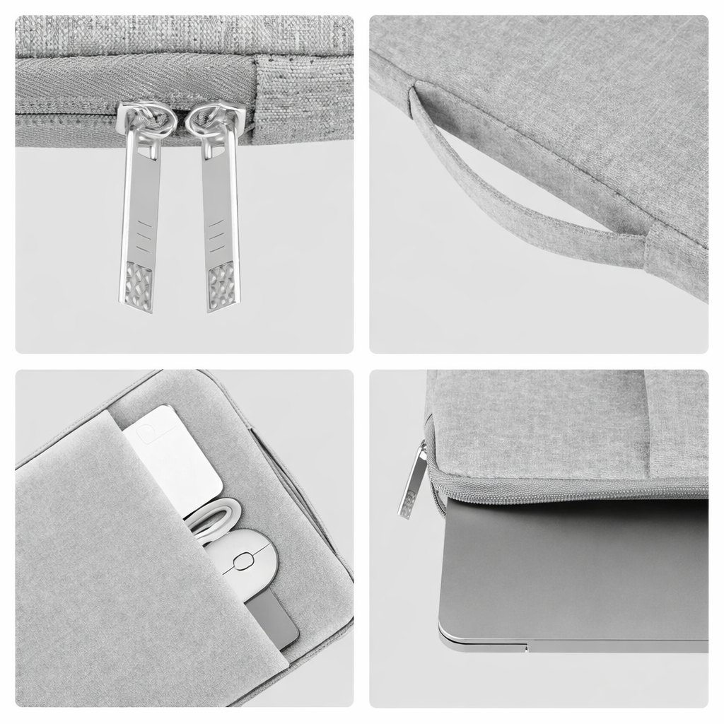 SoftGuard Sleeve Zipper Briefcase Bag - Grey