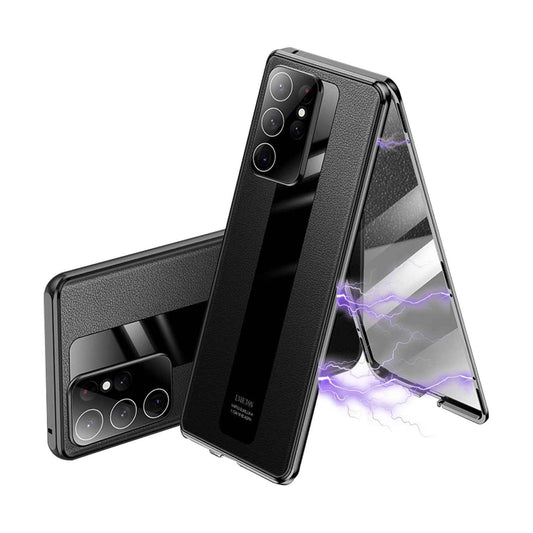 Galaxy S Series - Double-Sided Magnetic Leather Plexi-Glass Case