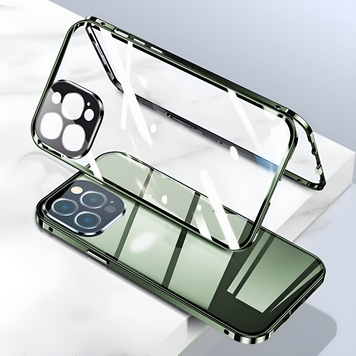 iPhone - Dual Magnetic Metal Body Magsafe Glass Case