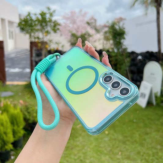 Aqua Shiny Case with Lanyard - Samsung