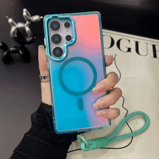 Aqua Shiny Case with Lanyard - Samsung
