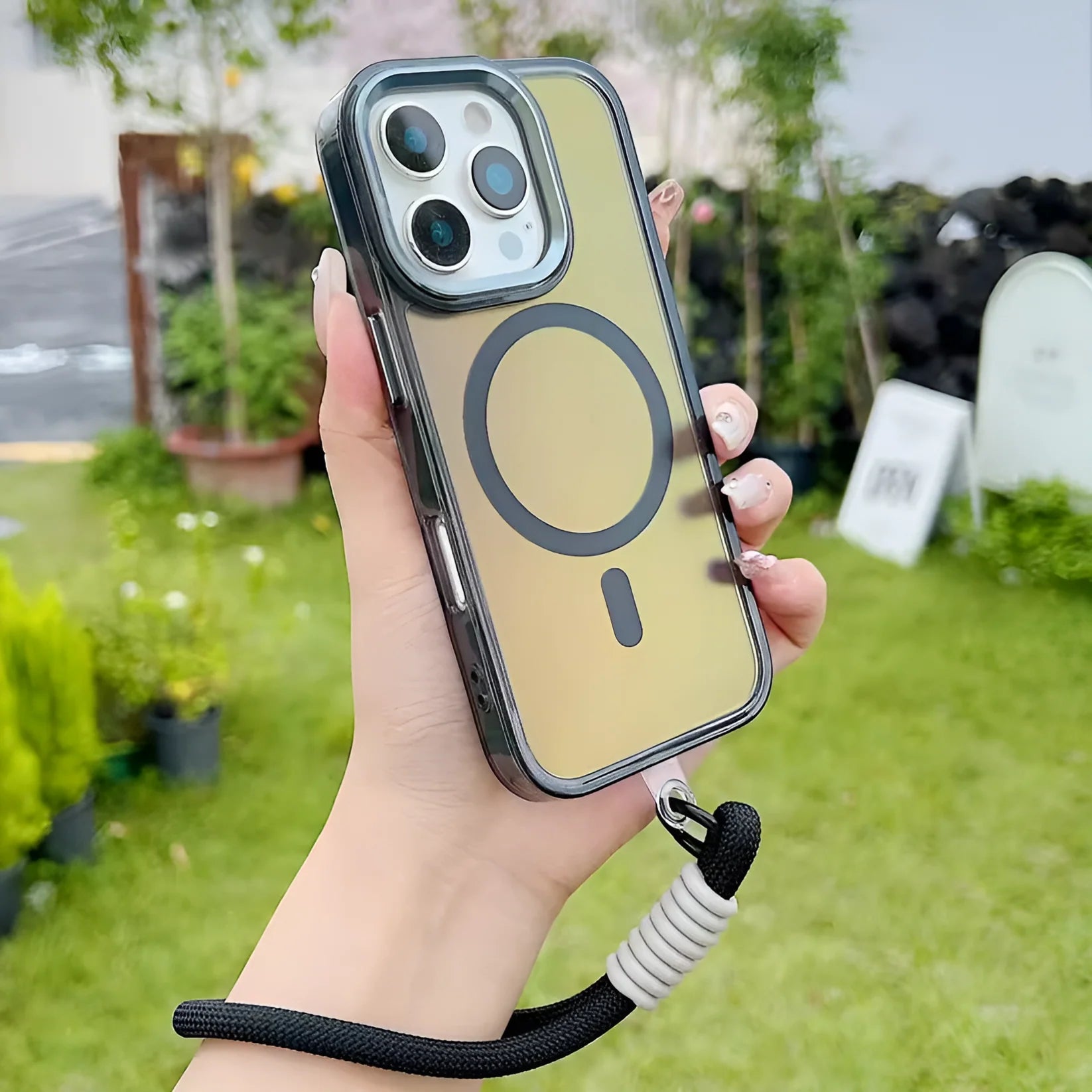 iPhone Series - Aqua Shiny Case with Lanyard