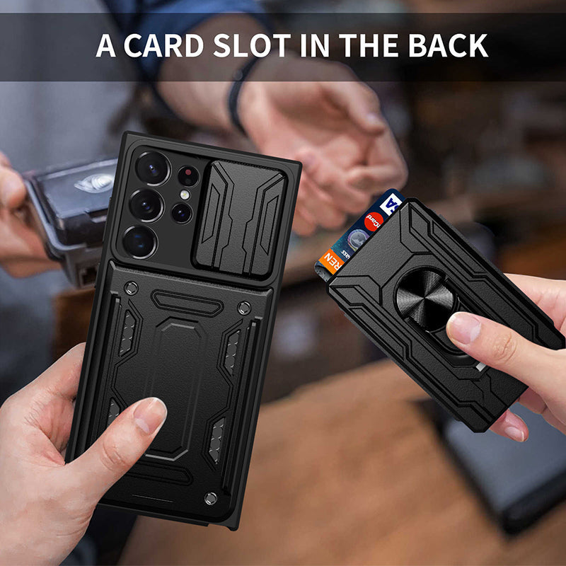 Galaxy S Series -  Slide Lens Camera Cover & Card Holder Case