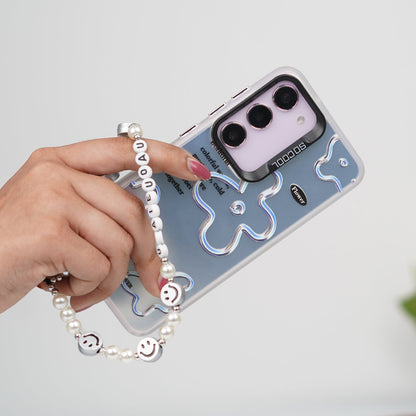 Floral Pearl Case with Lanyard.
