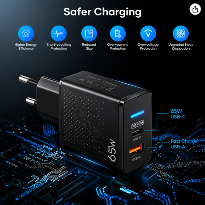 QuickVolt 65W GaN Charger Adapter