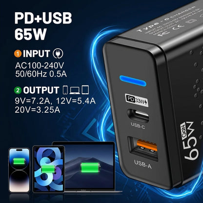 QuickVolt 65W GaN Charger Adapter