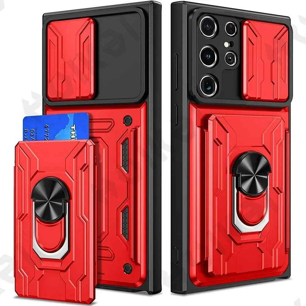 Galaxy S Series -  Slide Lens Camera Cover & Card Holder Case