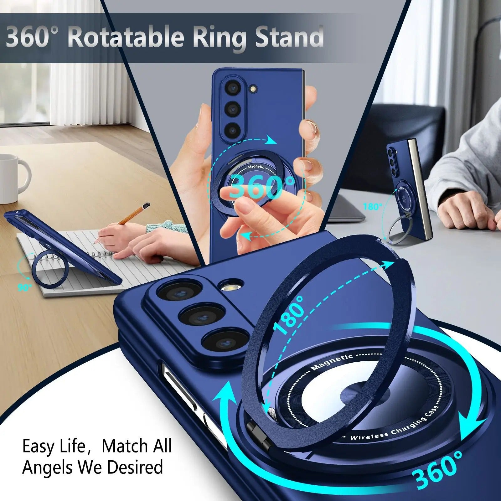 Galaxy Z Fold Series - Magnetic Ring Kickstand Case