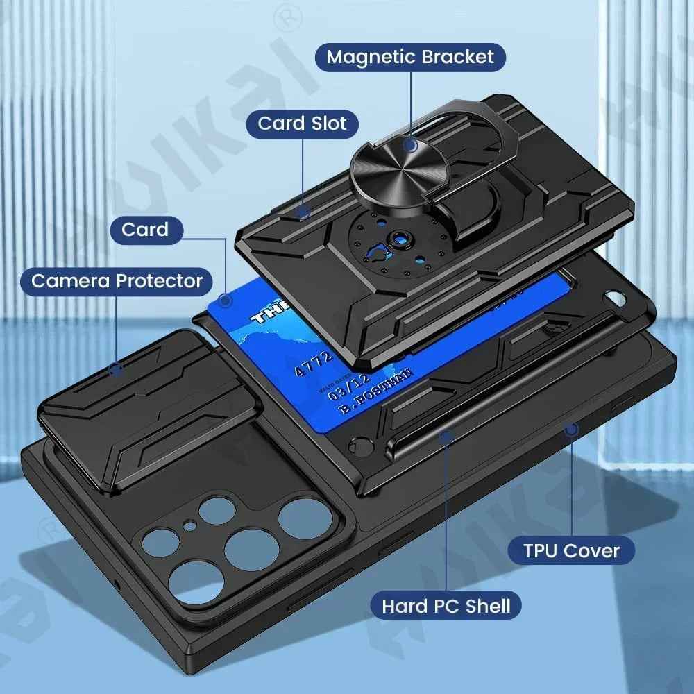 Galaxy S Series -  Slide Lens Camera Cover & Card Holder Case
