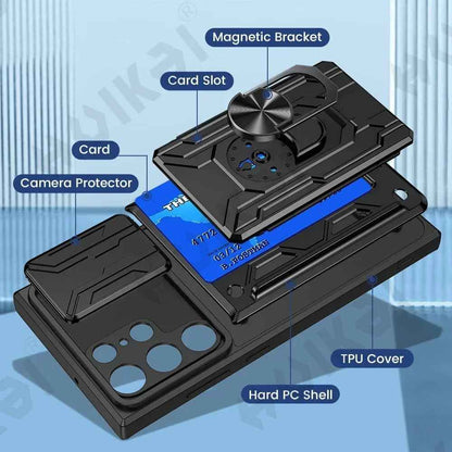 Galaxy S Series -  Slide Lens Camera Cover & Card Holder Case