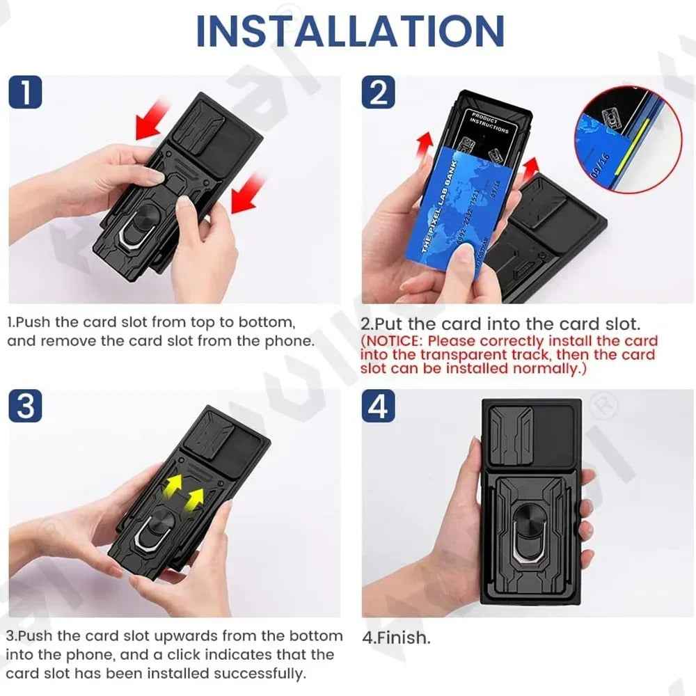 Galaxy S Series -  Slide Lens Camera Cover & Card Holder Case